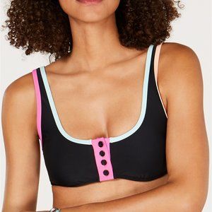 Hula Honey Colorblock-Trimmed Bralette Bikini Top
